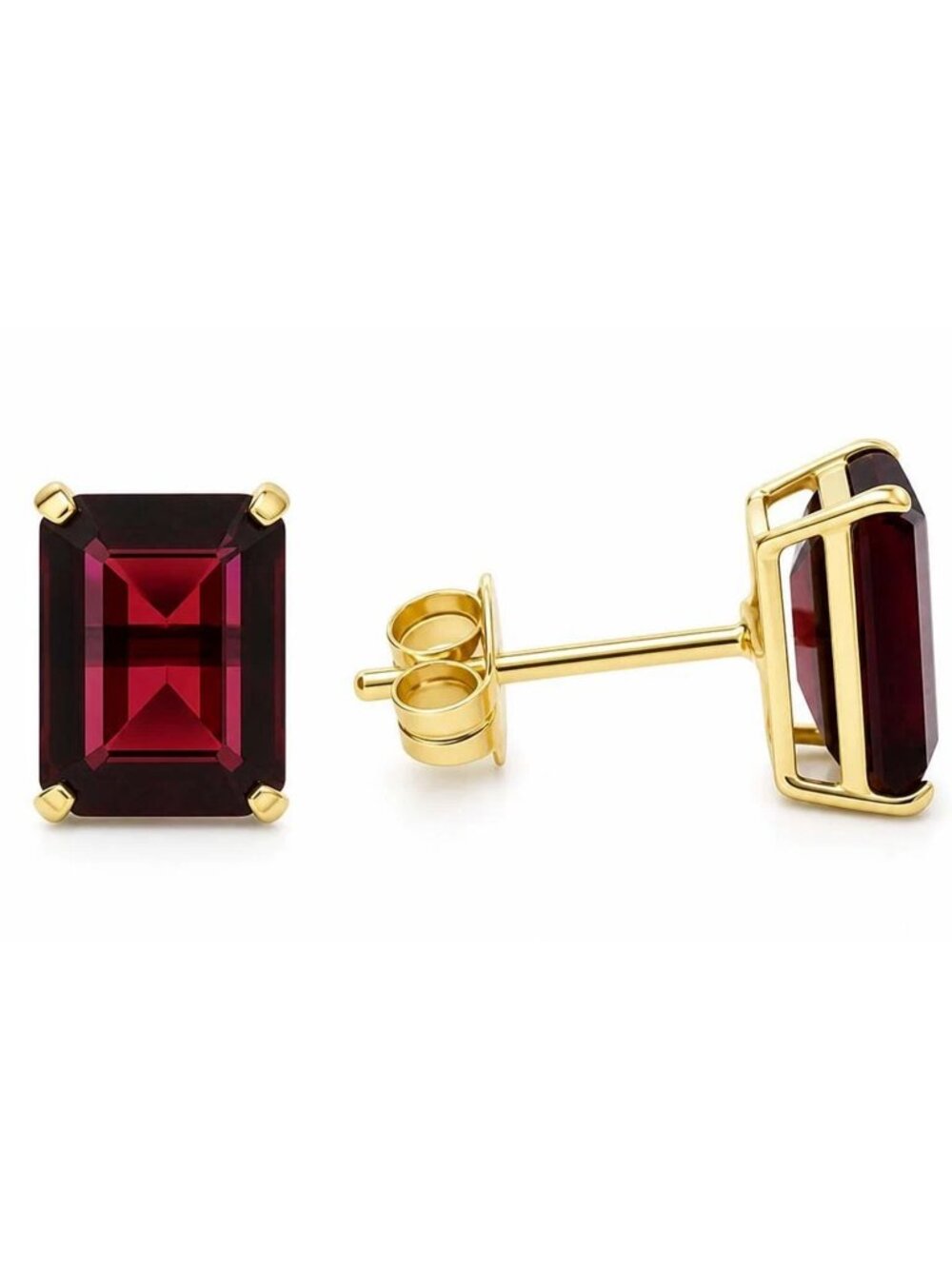 Genuine 2.64 Cts Garnet Stud Earrings 14k Yellow Gold